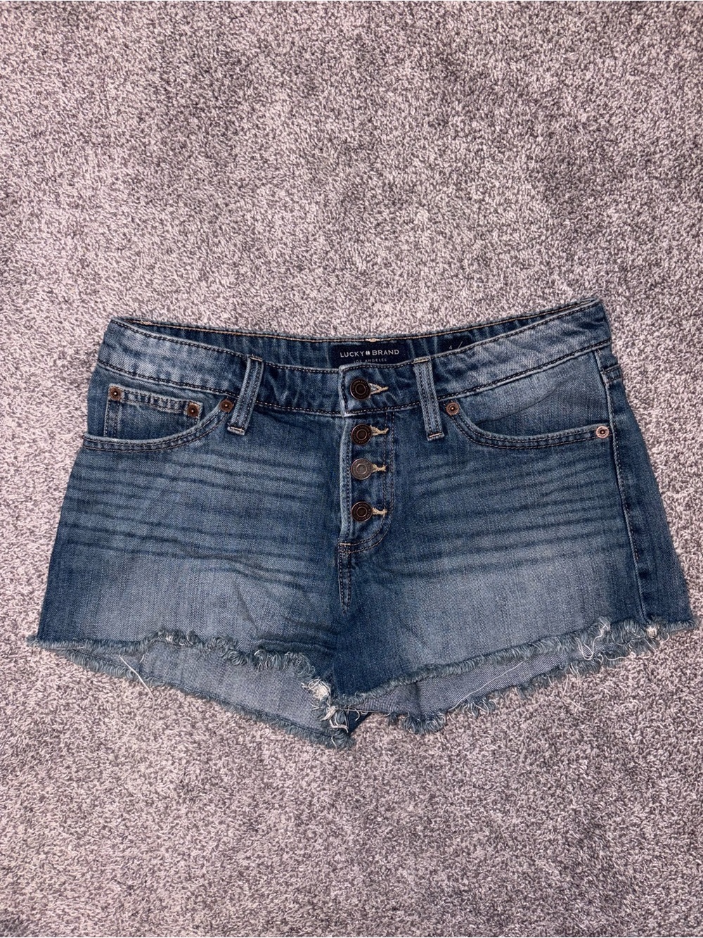 Lucky Brand Dark Blue Button-Front Denim Cutoff Shorts